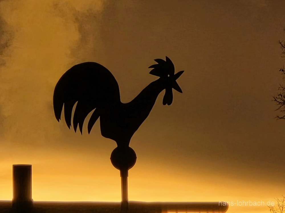 Wetterhahn auf Schornstein